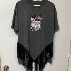 New! Cowboy Killers Western Fringe T-Shirt, size large